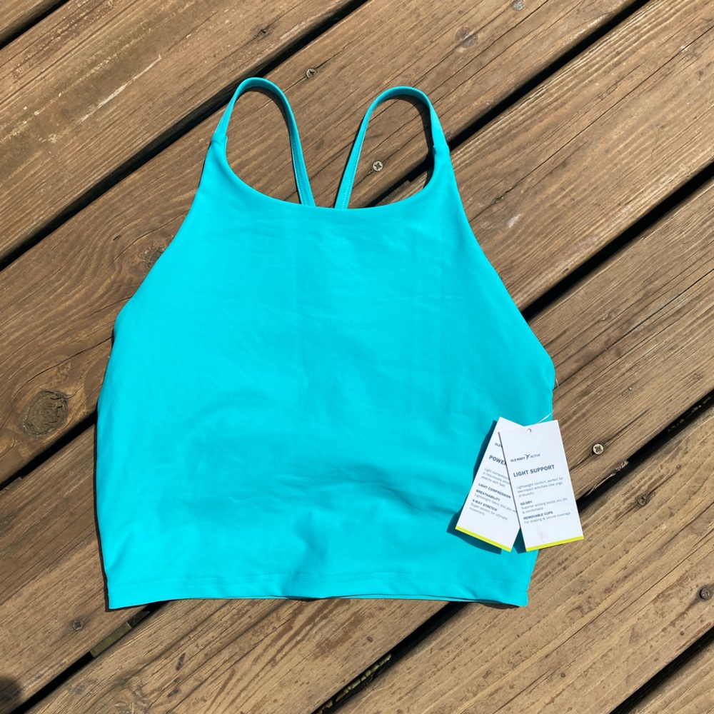 Teal built in bra workout crop top